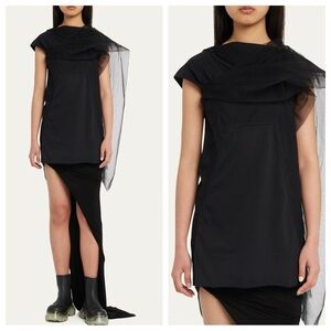 Rick Owens Tulle Cape Tee in Black